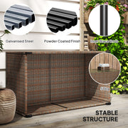 Brown Rattan Side Table With Glass Top 90 x 50cm by Outsunny