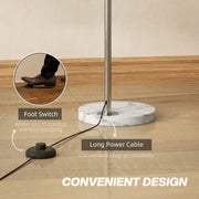 Arched Floor Lamp with Adjustable Head for Reading or Relaxing in Living Room Silver Tone AOSOM