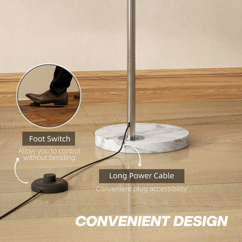 Arched Floor Lamp with Adjustable Head for Reading or Relaxing in Living Room Silver Tone AOSOM