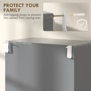 Kitchen Cupboard with Adjustable Shelves and Push-Open Doors for Easy Storage High Gloss Grey AOSOM