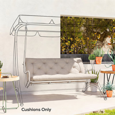 Outdoor Bench Cushion for 2 Seater Benches and Swing Chairs Water Resistant Khaki AOSOM