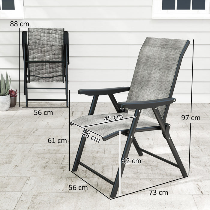 Set of Four Folding Outdoor Chairs Black and Grey Lightweight by Outsunny