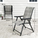Set of Four Folding Outdoor Chairs Black and Grey Lightweight by Outsunny