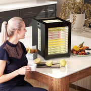 12 Tray Food Dehydrator with Timer and LED Touch Panel for Fruit and Jerky Drying, Black