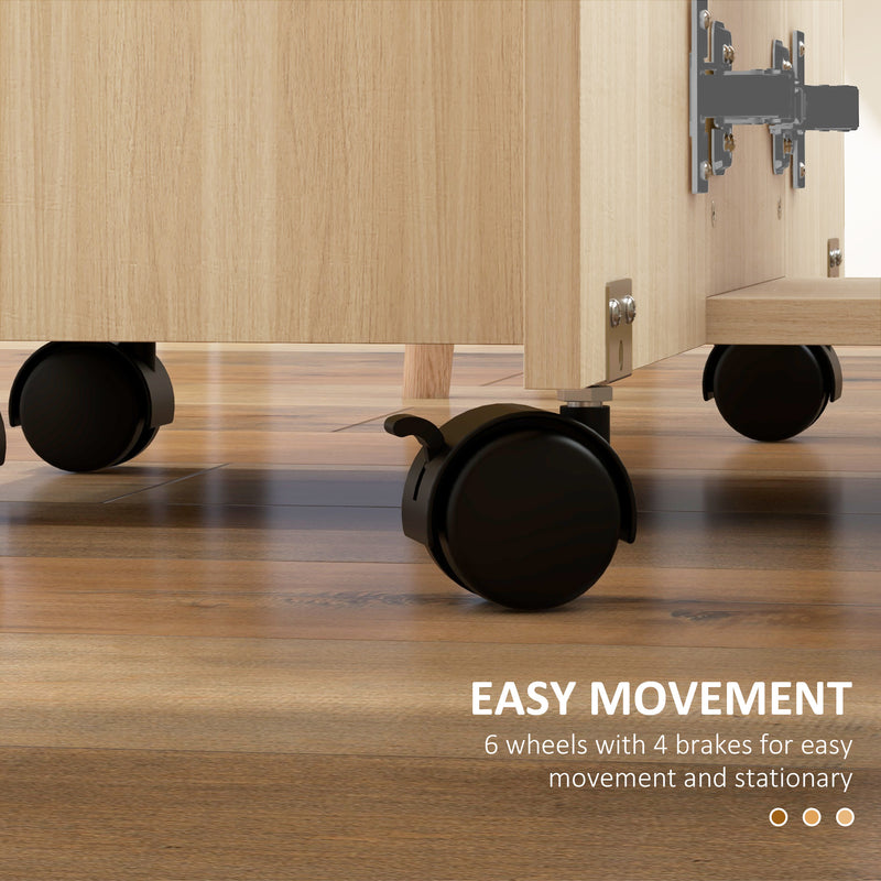 6 Seater Drop Leaf Dining Table with Storage Wood Effect by HOMCOM