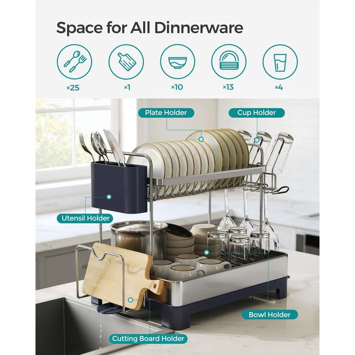 Stainless Steel Dish Drainer with Drip Tray 2 Tier