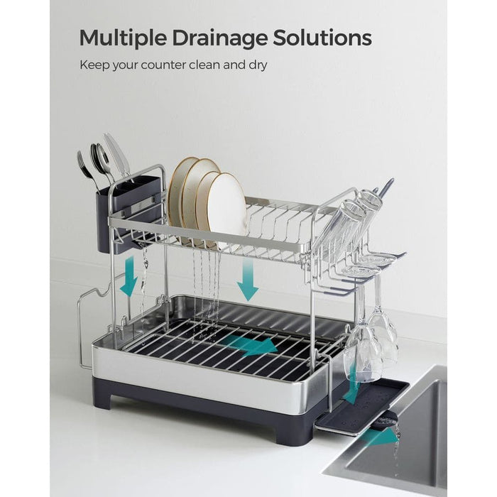 Stainless Steel Dish Drainer with Drip Tray 2 Tier