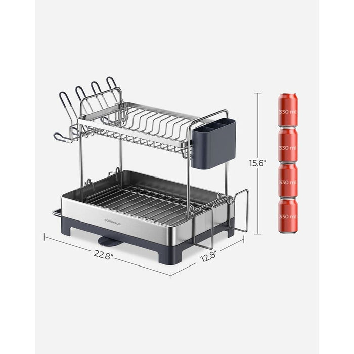 Stainless Steel Dish Drainer with Drip Tray 2 Tier