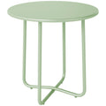 Small Round Garden Side Table with Sturdy Metal Frame and Adjustable Feet for Stable Outdoor Use Green Outsunny