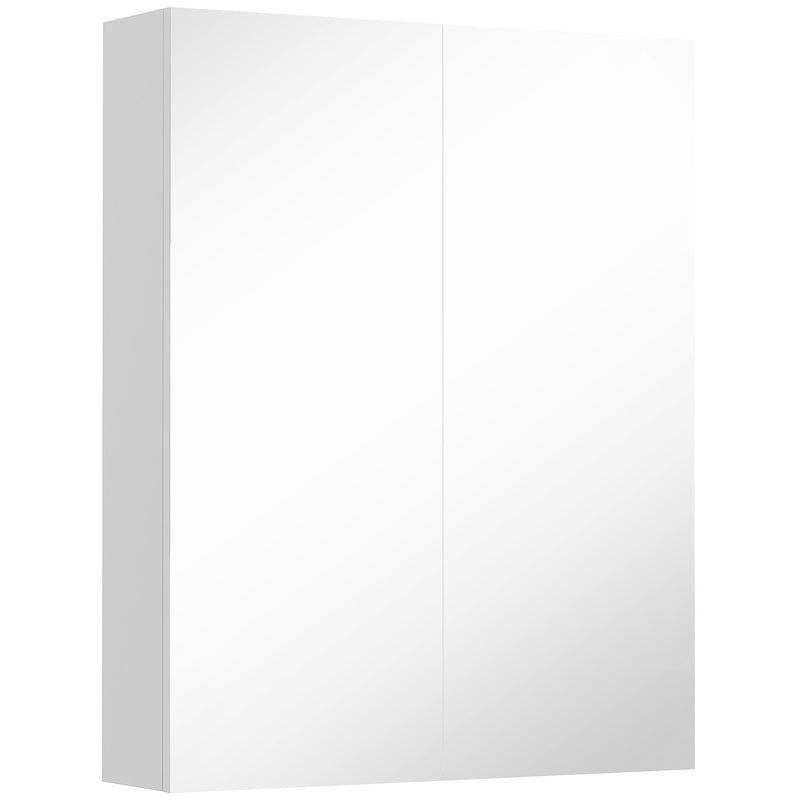 Bathroom Wall Mounted Mirror Cabinet with Adjustable Shelf for Extra Storage White AOSOM