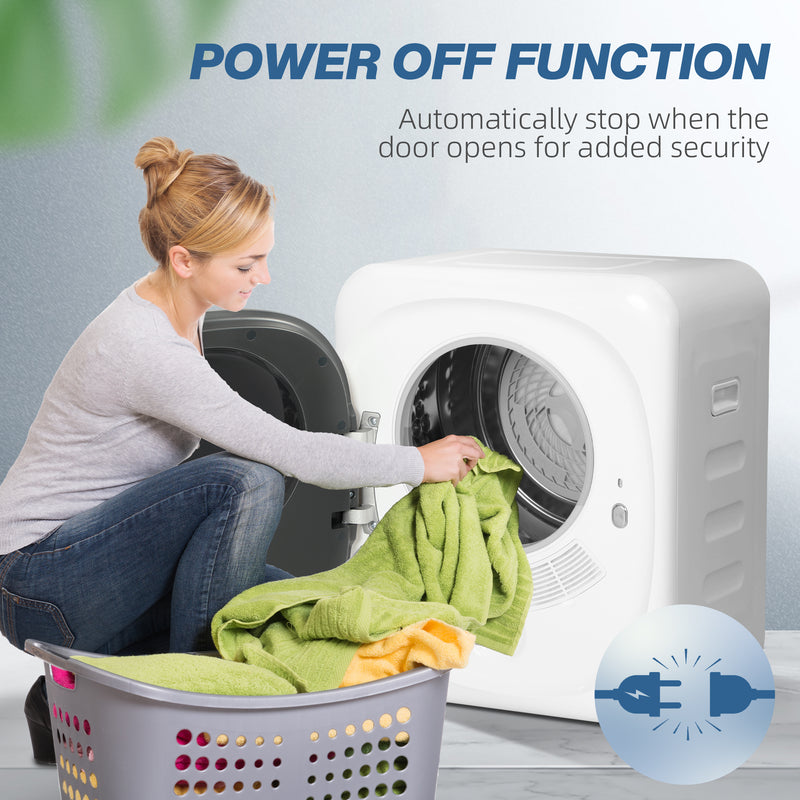 Portable 4kg Vented Tumble Dryer with Smart Sensor Timer and 5 Modes for Small Spaces White