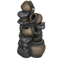 Solar Powered 4 Tier Garden Water Fountain With LED Lights For Indoor Or Outdoor Use