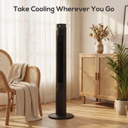 Tower Fan with Smart App Control and Quiet Sleep Mode for Cool UK Homes Black AOSOM