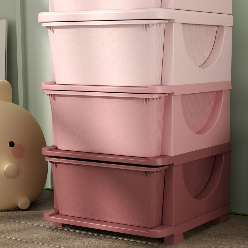 Pink Four Tier Kids Storage Unit With Removable Plastic Drawers For Bedroom Organisation