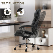 Ergonomic Big and Tall Office Chair With Spring Cushion Supports 180kg PU Leather Black AOSOM