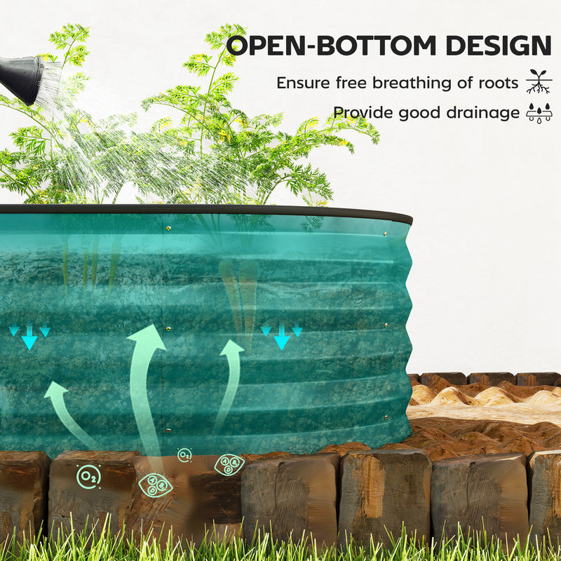 Galvanised Raised Garden Beds Set of 2 for Easy Outdoor Planting with Open Bottom
