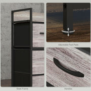 Rustic Chest with 4 Fabric Drawers for Bedroom or Hallway Storage Grey Wood Effect