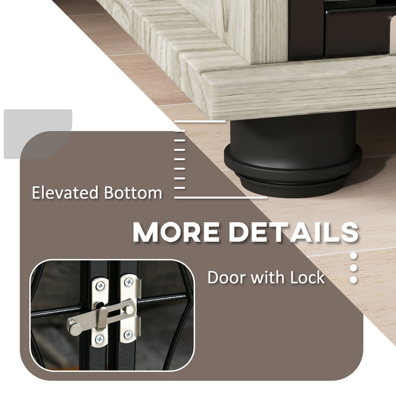 Indoor Dog Crate Furniture With Cushion and Lockable Door for Medium Dogs Grey