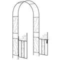 Black Metal Garden Arch With Double Gates for Climbing Plants and Weddings by Outsunny