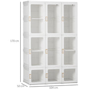 White Portable Clothes Wardrobe with Cube Storage and Hanging Rods by HOMCOM