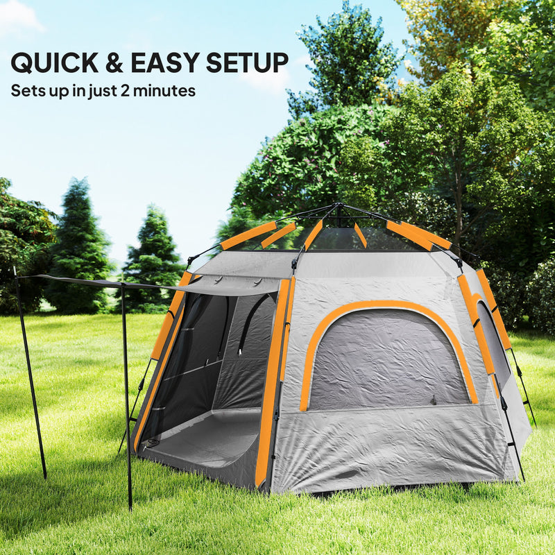 4 Person Pop Up Dome Tent for Quick Camping Shelter Lightweight Light Grey