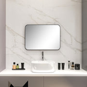 Curved Black Bathroom Mirror 70 x 50cm Modern Wall Mounted Design by HOMCOM