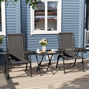 Three Piece Garden Table and Chair Set Black Weather Resistant by Outsunny