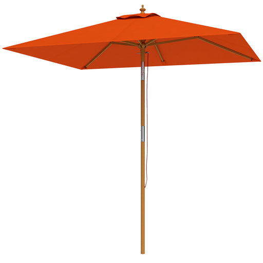 Orange Wooden Garden Parasol with Crank Handle for Outdoor Shade by Outsunny