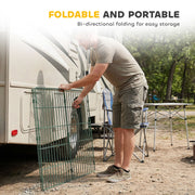 Dog Playpen for Medium Dogs Flexible Indoor Outdoor Pet Enclosure Foldable Green AOSOM