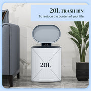 20L Metal Kitchen Bin with Soft Close Lid Ideal for Home or Office Use Grey