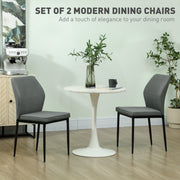 Grey Velvet Dining Chairs Set of 2 with Curved Back and Metal Legs for Dining Room