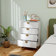 White Chest of Four Drawers With With Gold Legs Elegant Bedroom Storage Unit by HOMCOM