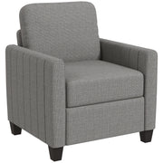 Light Grey Modern Boxy Armchair with Linen Look Upholstery by HOMCOM