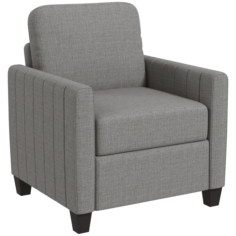 Light Grey Modern Boxy Armchair with Linen Look Upholstery by HOMCOM