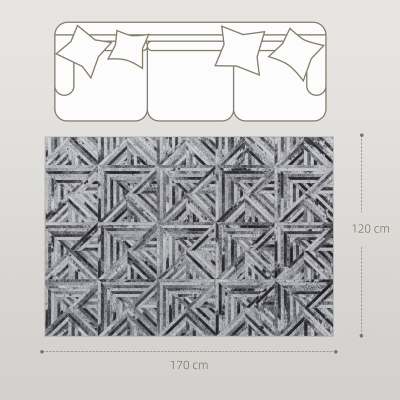 Modern Chenille Area Rug Non Slip Washable Carpet for Living Room or Office Black