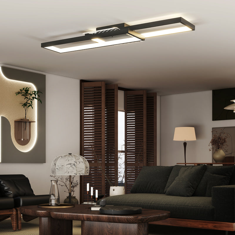 Modern Dimmable LED Ceiling Light With Remote And Wall Control For Lounge Or Bedroom Black AOSOM
