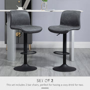 Set of 2 Swivel Bar Stools with Adjustable Height and Footrest for Home Kitchen Dark Grey