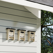 3 Piece Wooden Bat Box Set Easy to Hang for Garden Farm and Outdoor Use by PawHut