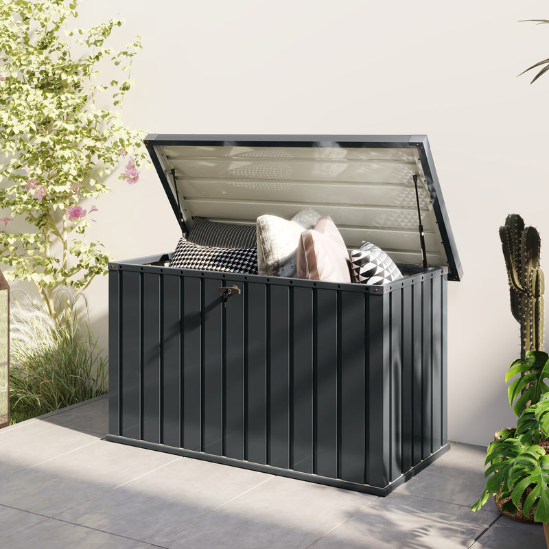 400L Galvanised Steel Garden Storage Box Weather Resistant by Outsunny