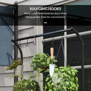 Black 3 Tier Tall Plant Stand With Hanging Hooks For Indoor Or Outdoor Display Use