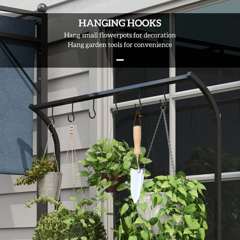 Black 3 Tier Tall Plant Stand With Hanging Hooks For Indoor Or Outdoor Display Use