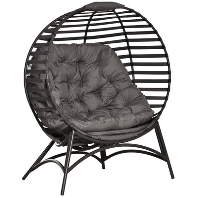 Brown 2 Seater Egg Chair Soft Cushion Outsunny