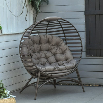 Brown 2 Seater Egg Chair Soft Cushion Outsunny