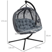 Double Egg Swing Chair With Stand, Grey, Pure Relaxation Outsunny