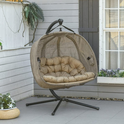 Double Egg Swing Chair With Stand, Pure Relaxation Outsunny