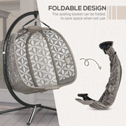 Double Swinging Egg Chair With Stand, Cushions - Sand Brown Outsunny
