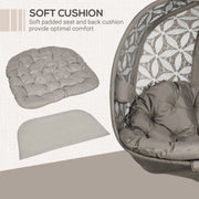 Double Swinging Egg Chair With Stand, Cushions - Sand Brown Outsunny