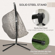Double Swinging Egg Chair With Stand, Cushions - Sand Brown Outsunny