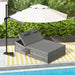 Image of a Grey Double Outdoor Rattan Day Bed With Dark Grey Cushions