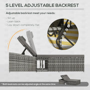 Image of a Grey Double Outdoor Rattan Day Bed With Dark Grey Cushions